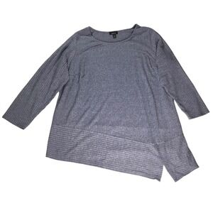 ALYX Women's Gray Ribbed Asymmetrical Hem Long Sleeve‎ Top Plus Size 3X